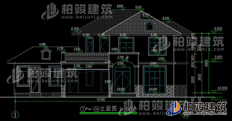 二层简欧农村别墅带双车库施工效果图纸全套 造价30万BZ263-简欧风格